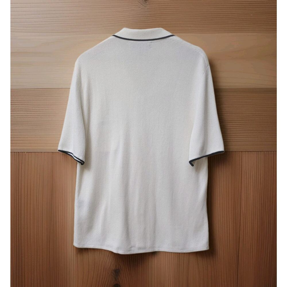 Rag & Bone Zuma Knit Polo Shirt Mens Greige Beige Terry M $328 - Picture 2 of 7